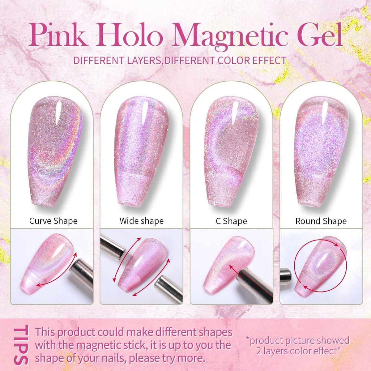 [US ONLY] Iridescent Reflective Cat Magnetic Gel Pink 15ml Gel Nail Polish BORN PRETTY 