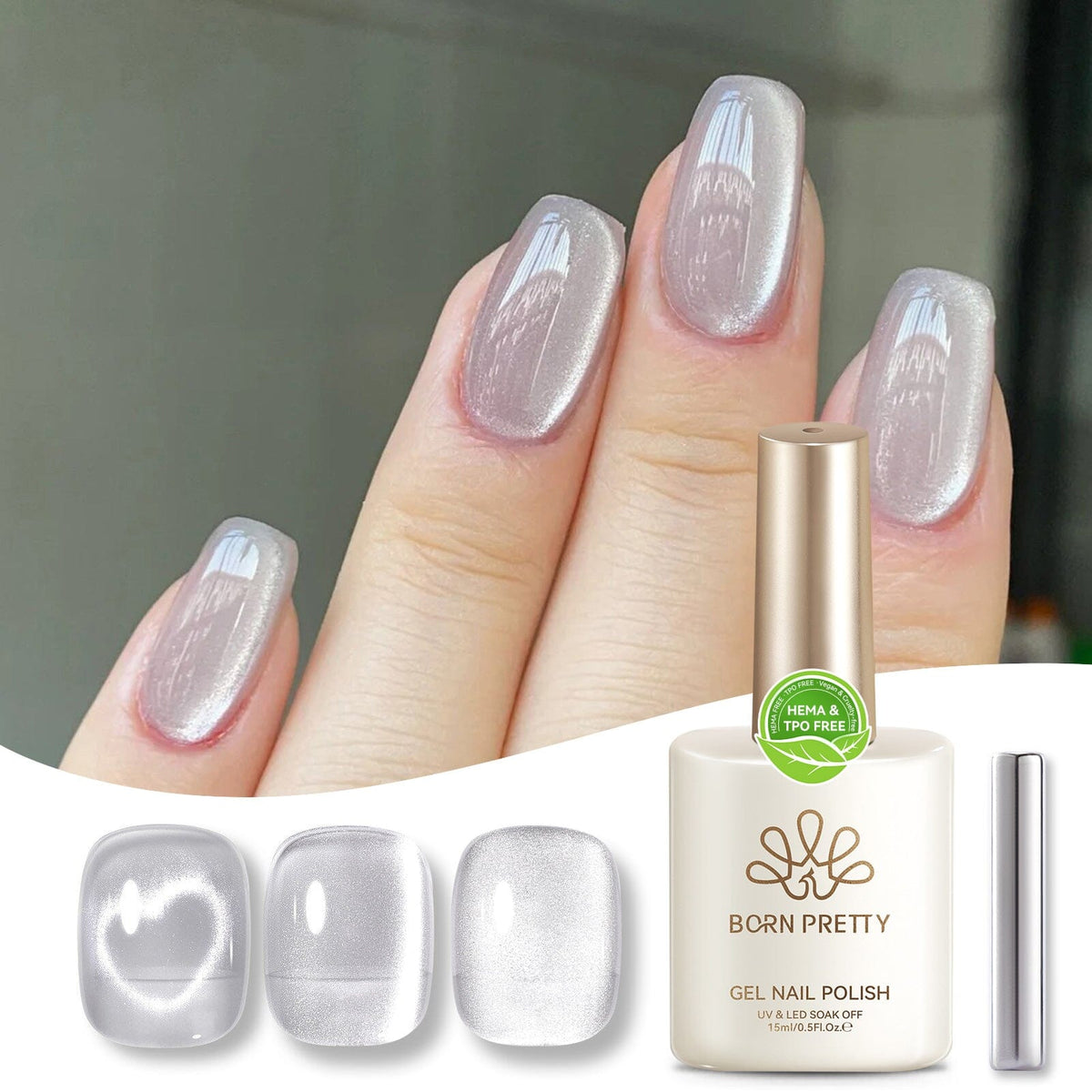 Water Light Cat Magnetic Gel MY02 First Love 15ml HEMA/TPO FREE Gel Nail Polish BORN PRETTY 