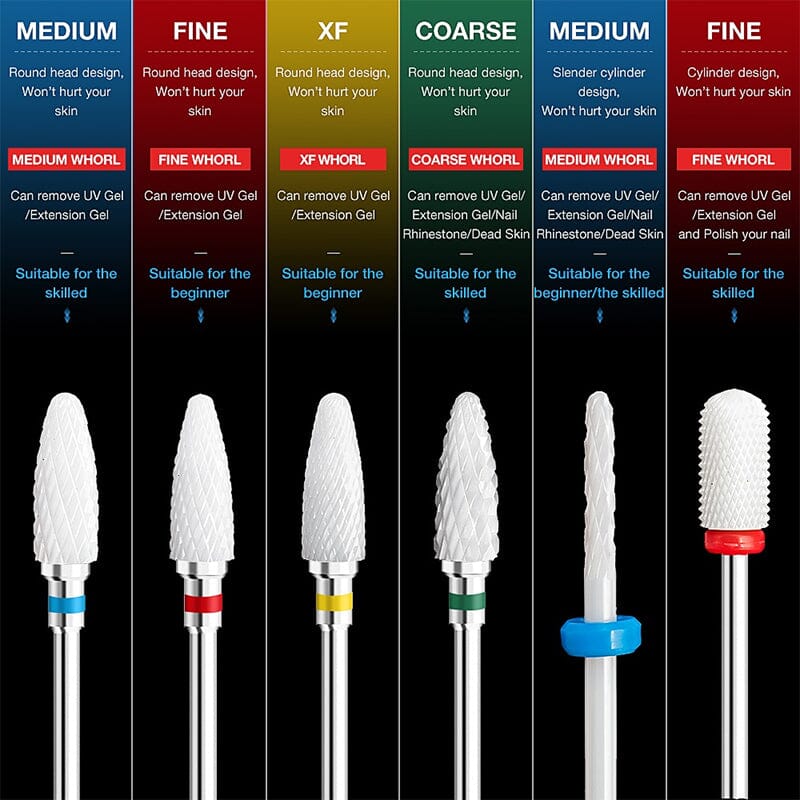 Nail Drill Bits Ceramic Grinding Head Tools & Accessories No Brand 