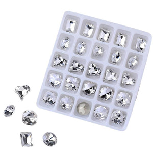 25pcs/box Mixed Shape Rhinestones #01 White Nail Art No Brand 