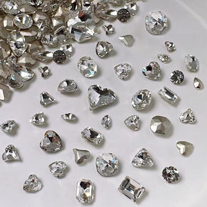 25pcs/box Mixed Shape Rhinestones #01 White Nail Art No Brand 