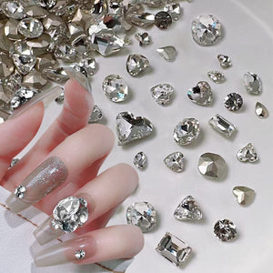 25pcs/box Mixed Shape Rhinestones #01 White Nail Art No Brand 