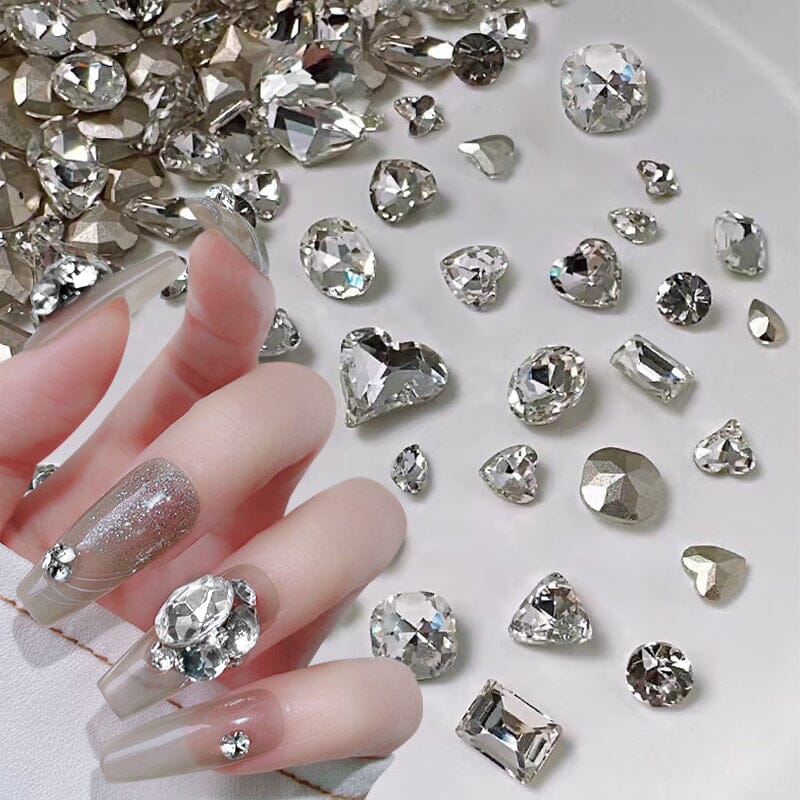 25pcs/box Mixed Shape Rhinestones #01 White Nail Art No Brand 