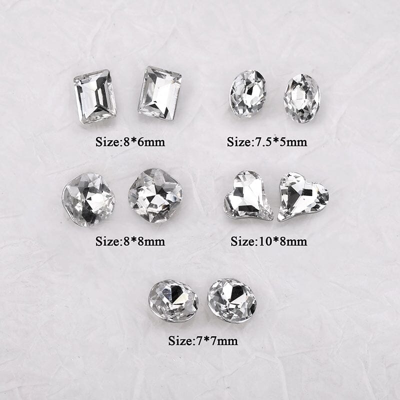 25pcs/box Mixed Shape Rhinestones #01 White Nail Art No Brand 