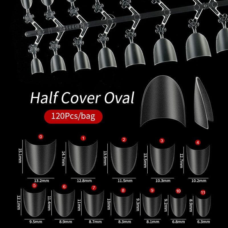 120pcs Oval Half Cover Matte False Nail Tips Nail Tips No Brand 