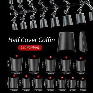 120pcs Coffin Half Cover Matte False Nail Tips Nail Tips No Brand 