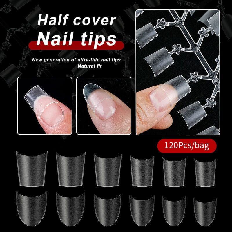 120pcs Oval Half Cover Matte False Nail Tips Nail Tips No Brand 