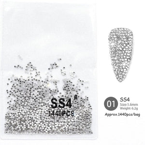 1440pcs Transparent Flatback Rhinestones SS4# 1.6mm Nail Art No Brand 