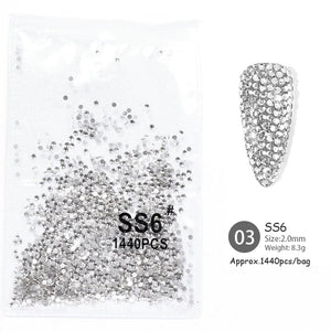 1440pcs Transparent Flatback Rhinestones SS6# 2mm Nail Art No Brand 