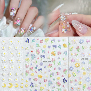 Flowers 3D Nail Sticker MO-204 Nail Art No Brand 