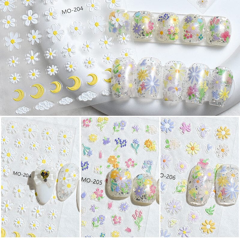 Flowers 3D Nail Sticker MO-204 Nail Art No Brand 