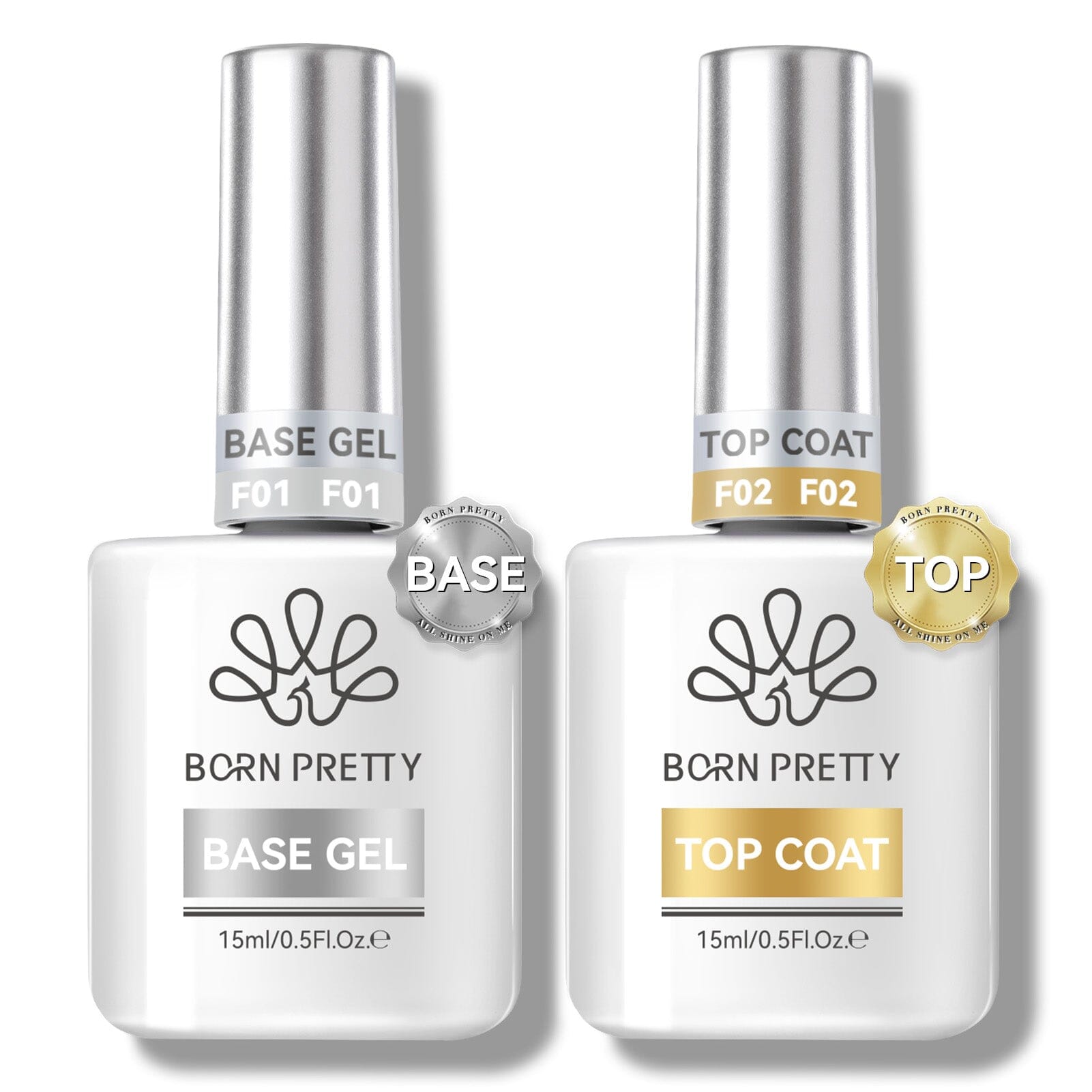 2pcs Set Base Gel & Super Top Coat 15ml Gel Nail Polish BORN PRETTY 