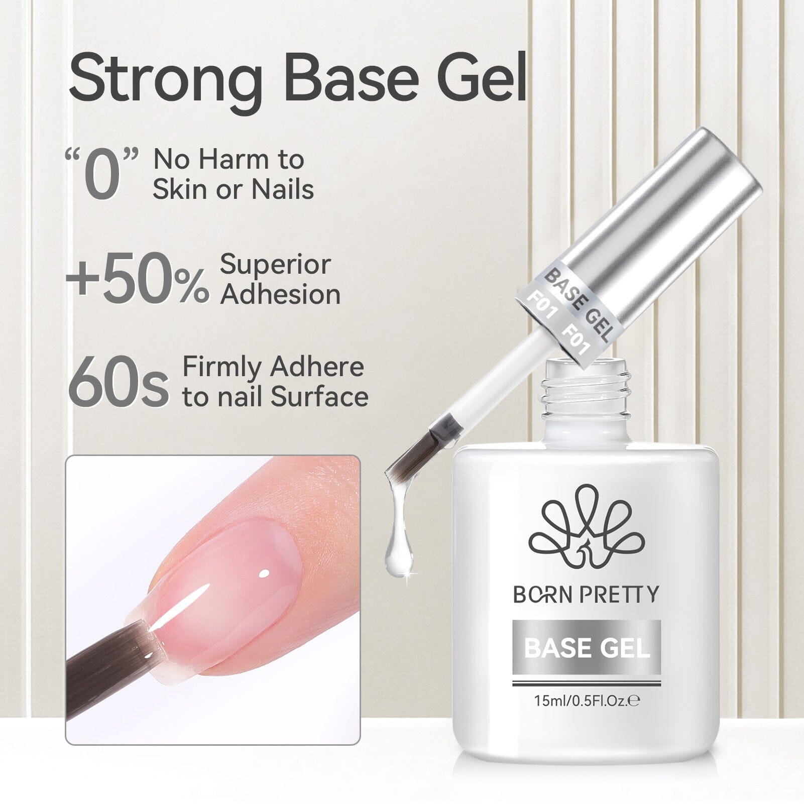 2pcs Set Base Gel & Super Top Coat 15ml Gel Nail Polish BORN PRETTY 