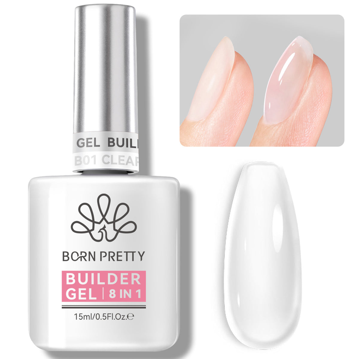 15ml 8 in 1 Builder Gel BG01 Clear Gel Nail Polish BORN PRETTY 