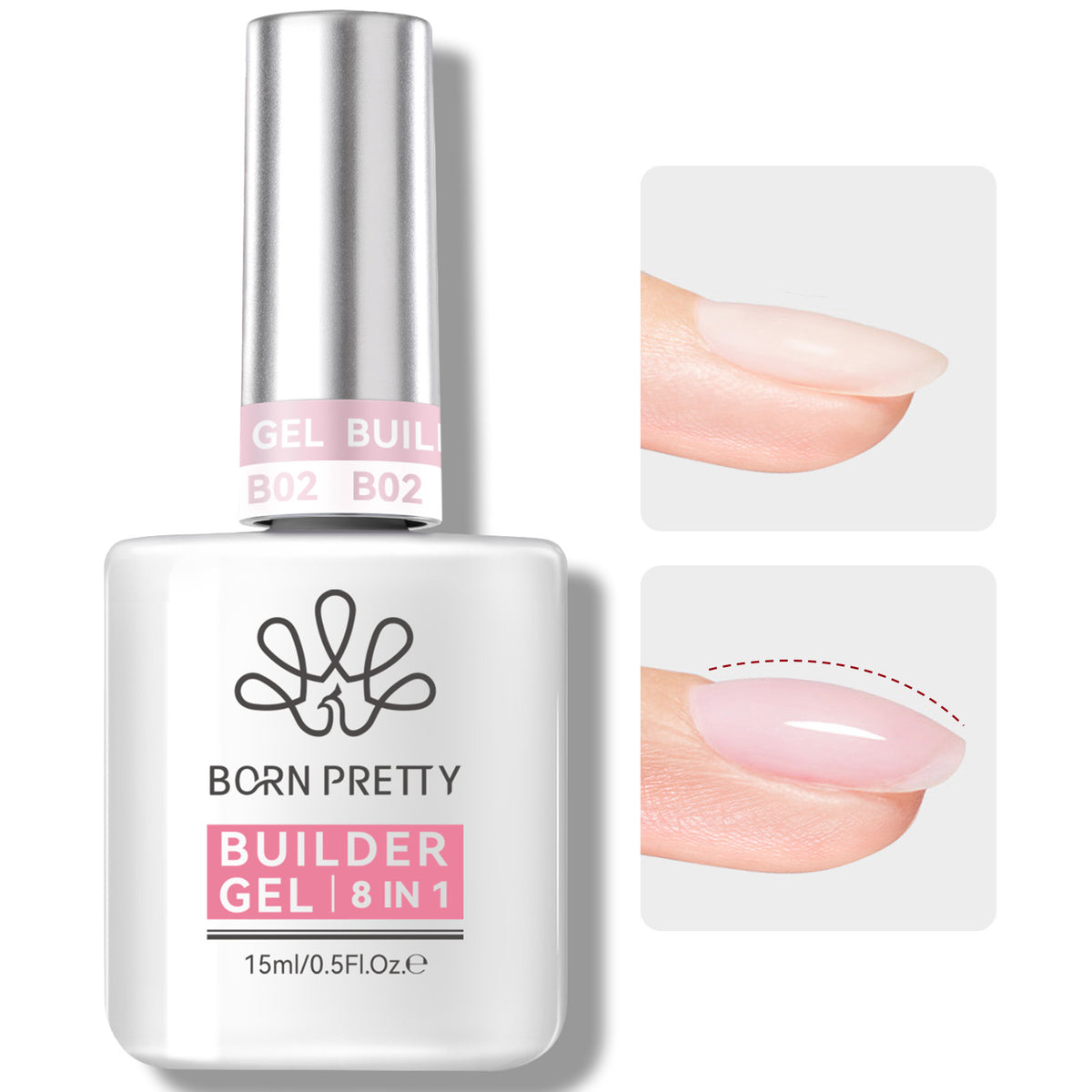 Pink 8 in 1 Builder Gel BG02 15ml Gel Nail Polish BORN PRETTY 