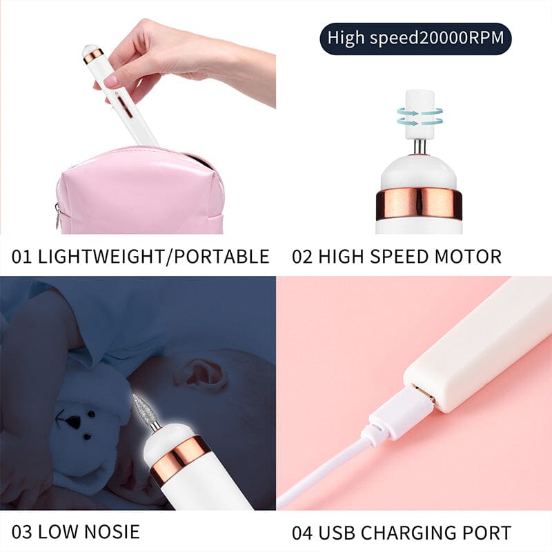 Rosegold Electric Nail Drill Machine With Light Tools & Accessories No Brand 