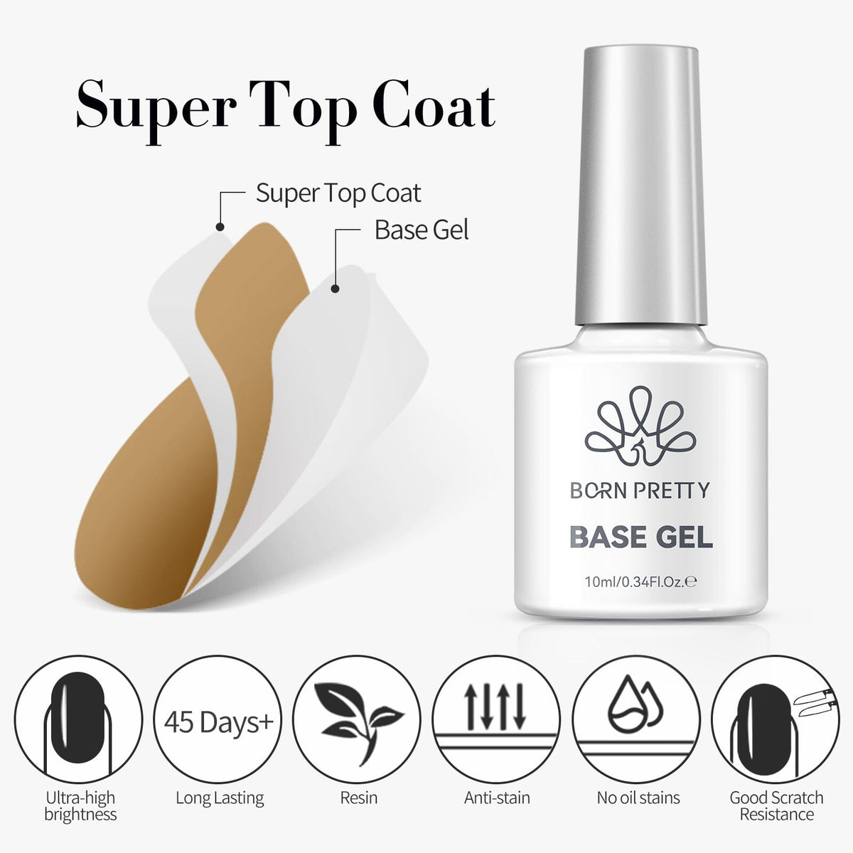 Base Gel & Super Top Coat Set 10ml Gel Nail Polish BORN PRETTY 