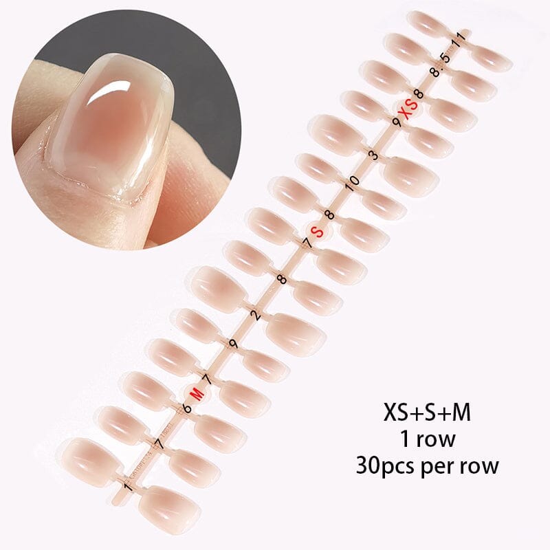30pcs 15 Sizes Short Square Blush Gradient False Nail Tips Press on Nails Tools & Accessories No Brand 05 