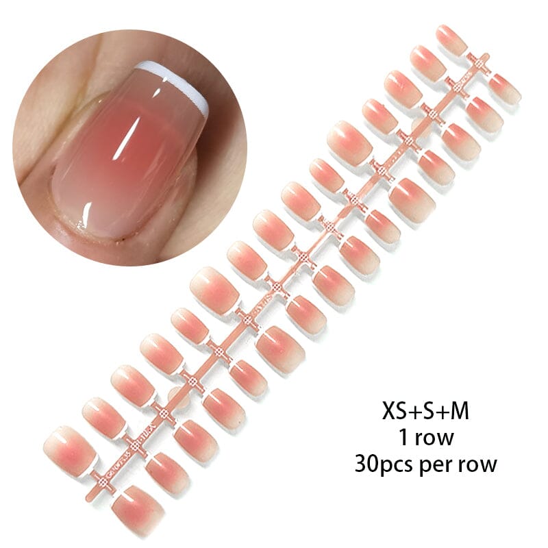 30pcs 15 Sizes Short Square Blush Gradient False Nail Tips Press on Nails Tools & Accessories No Brand 09 