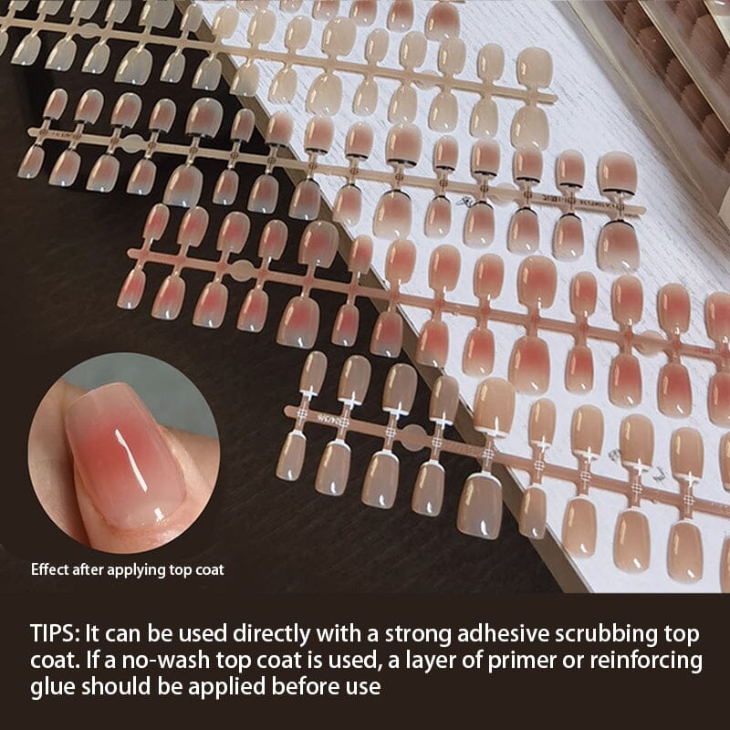 30pcs 15 Sizes Short Square Blush Gradient False Nail Tips Press on Nails Tools & Accessories No Brand 