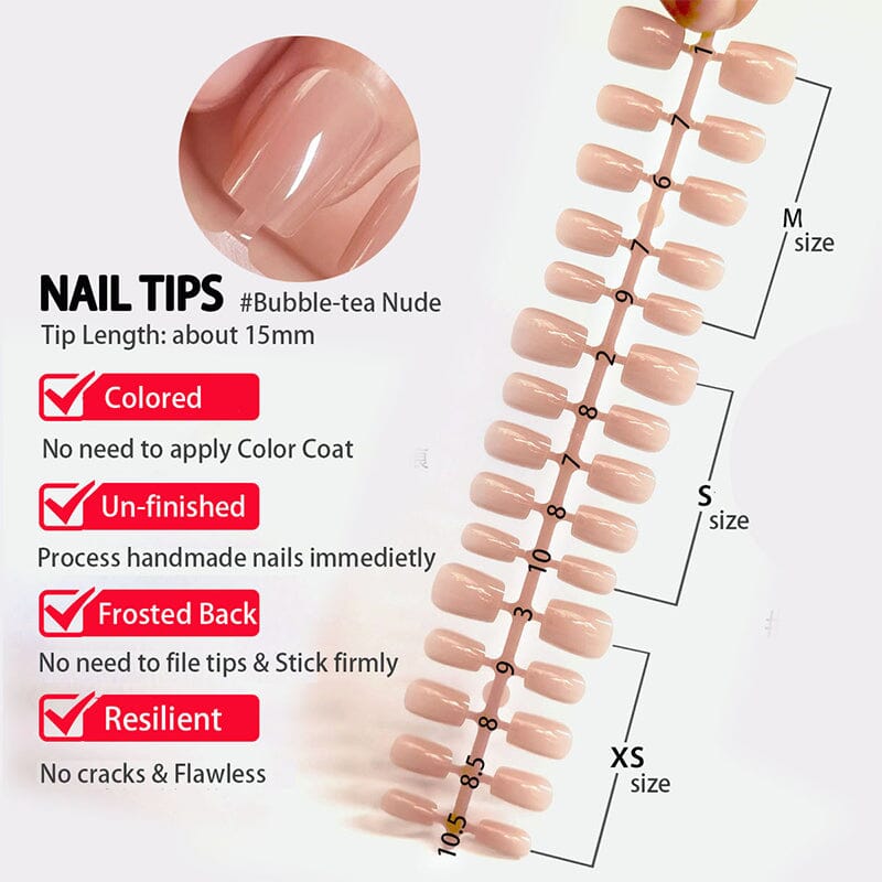 30pcs 15 Sizes Short Square Blush Gradient False Nail Tips Press on Nails Tools & Accessories No Brand 