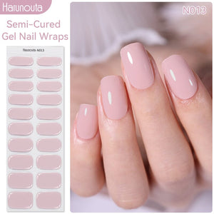 [US ONLY] 20 Tips Pink Semi-Cured Gel Nail Strips N013 Nail Sticker Harunouta 