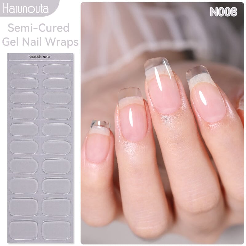 [US ONLY] 20 Tips Clear Semi-Cured Gel Nail Strips N08 Nail Sticker Harunouta 