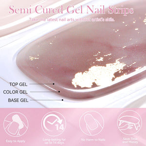 [US ONLY] 20 Tips Pink White Semi-Cured Gel Nail Strips N002 Nail Sticker Harunouta 