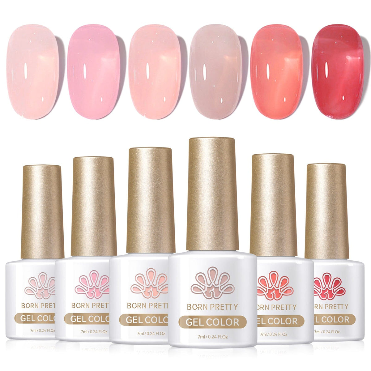 6 Colors Jelly Gel Polish Set 7ml Gel Nail Polish BORN PRETTY J18 Jelly Rose 