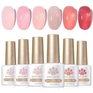 6 Colors Jelly Gel Polish Set 7ml Gel Nail Polish BORN PRETTY J18 Jelly Rose 