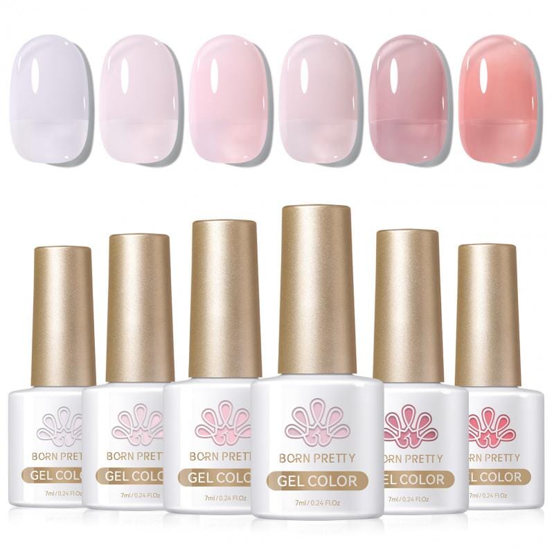6 Colors Jelly Gel J20 Pink Forever 7ml Gel Nail Polish BORN PRETTY 