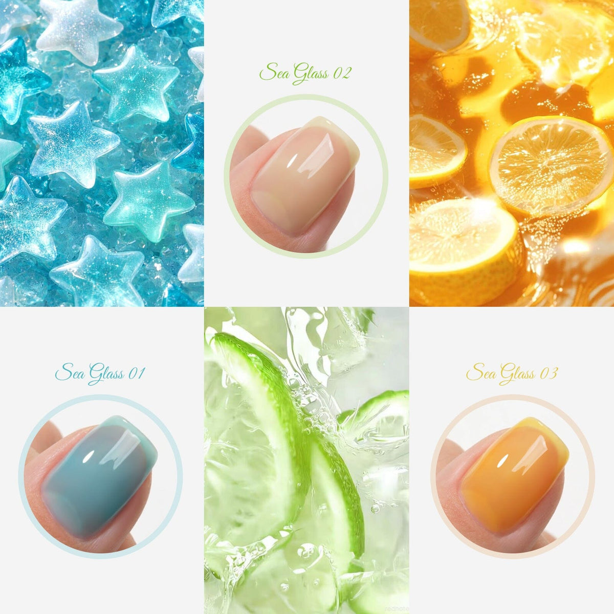 6 Colors Jelly Gel J30 Sea Glass 7ml Gel Nail Polish BORN PRETTY 