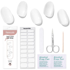 [US ONLY] 20 Tips White Semi-Cured Gel Nail Strips N052 Nail Sticker Harunouta 