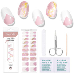 [US ONLY] 20 Tips Pink Sequins Semi-Cured Gel Nail Strips N058 Nail Sticker Harunouta 