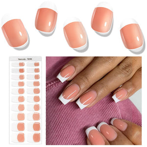 [US ONLY] 20 Tips Orange French Semi-Cured Gel Nail Strips N046 Nail Sticker Harunouta 
