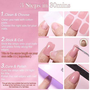 [US ONLY] 20 Tips Nude Semi-Cured Gel Nail Strips N053 Nail Sticker Harunouta 