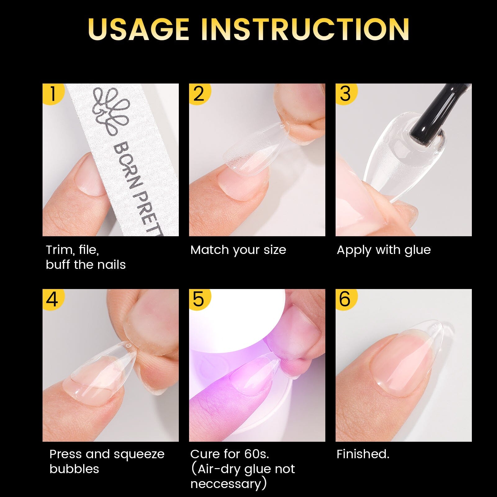 288pcs Short Oval Pre-File Nail Tips 12 Different Sizes Nail Tips No Brand 