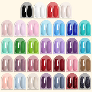 32 Colors Gel with 4pcs Base Top Coat Set #01 7ml Gel Nail Polish LILYCUTE 