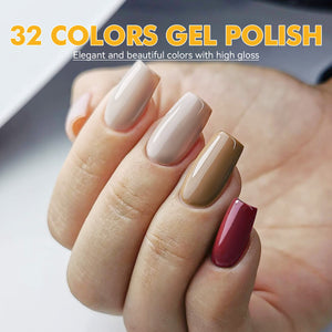 32 Colors Gel with 4pcs Base Top Coat Set #01 7ml Gel Nail Polish LILYCUTE 