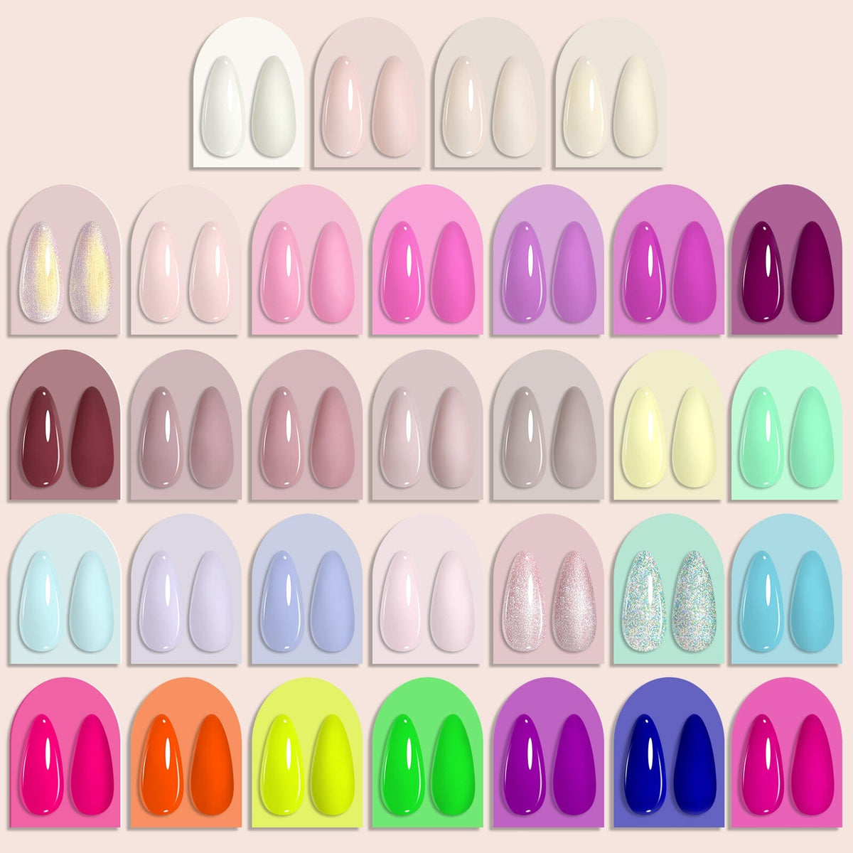 32 Colors Gel with 4pcs Base Top Coat Set #02 7ml Gel Nail Polish LILYCUTE 