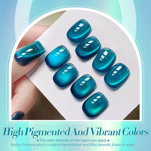 Glass Cat Magnetic Gel MY83 Sea Blue 15ml HEMA/TPO FREE Gel Nail Polish BORN PRETTY 