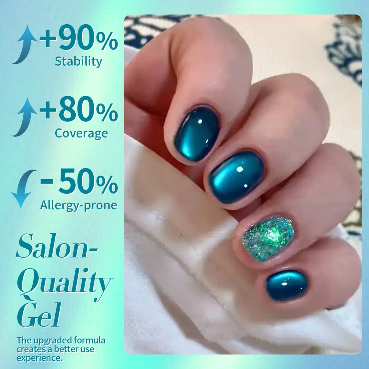 Glass Cat Magnetic Gel MY83 Sea Blue 15ml HEMA/TPO FREE Gel Nail Polish BORN PRETTY 