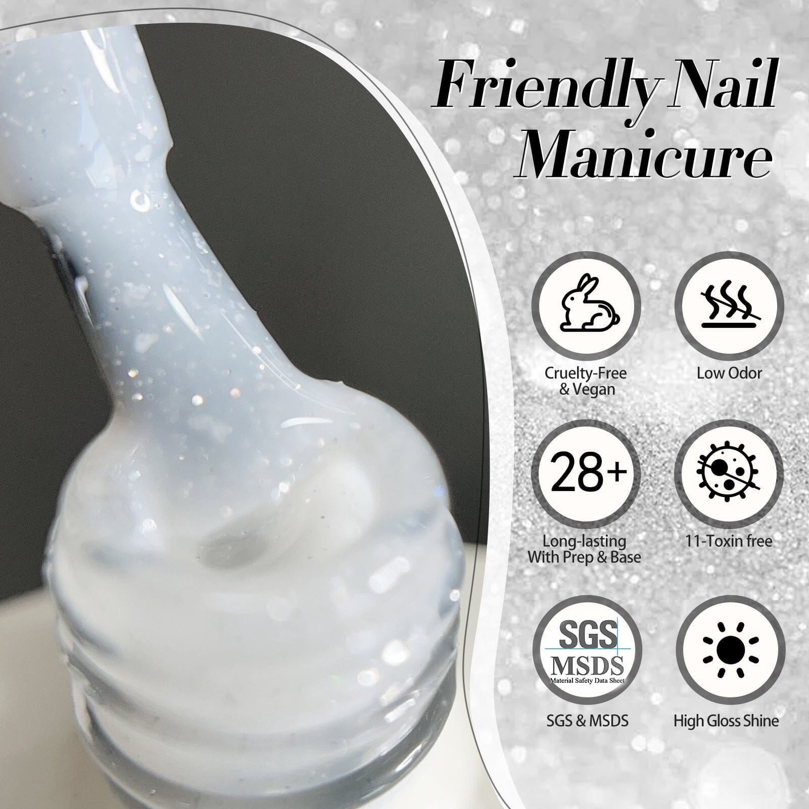 White Snow Glitter Jelly Gel 15ml Gel Nail Polish BORN PRETTY 