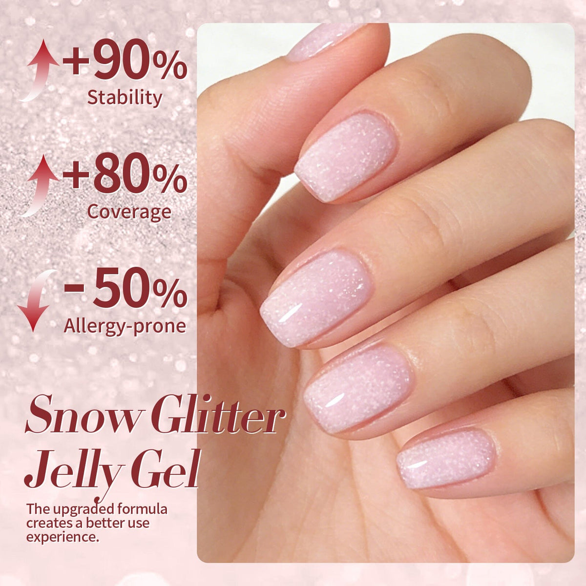 Pink Snow Glitter Jelly Gel 15ml Gel Nail Polish BORN PRETTY 