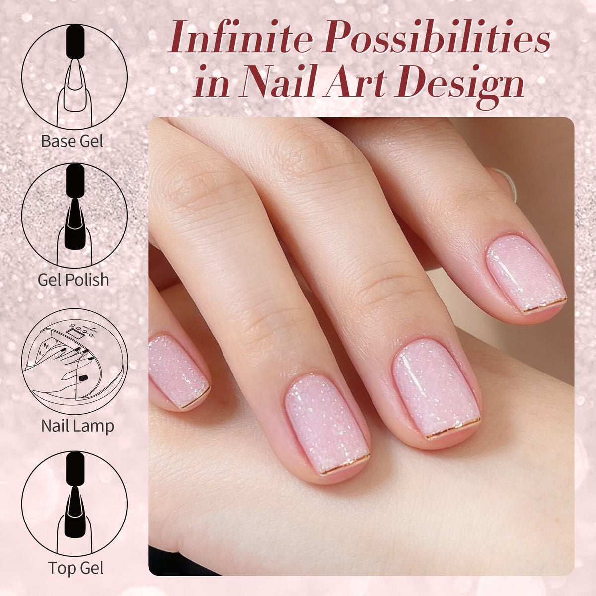 Pink Snow Glitter Jelly Gel 15ml Gel Nail Polish BORN PRETTY 