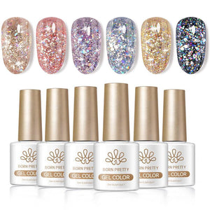 6 Colors Glitter Reflective Gel T07 Dream Star 7ml Gel Nail Polish BORN PRETTY 