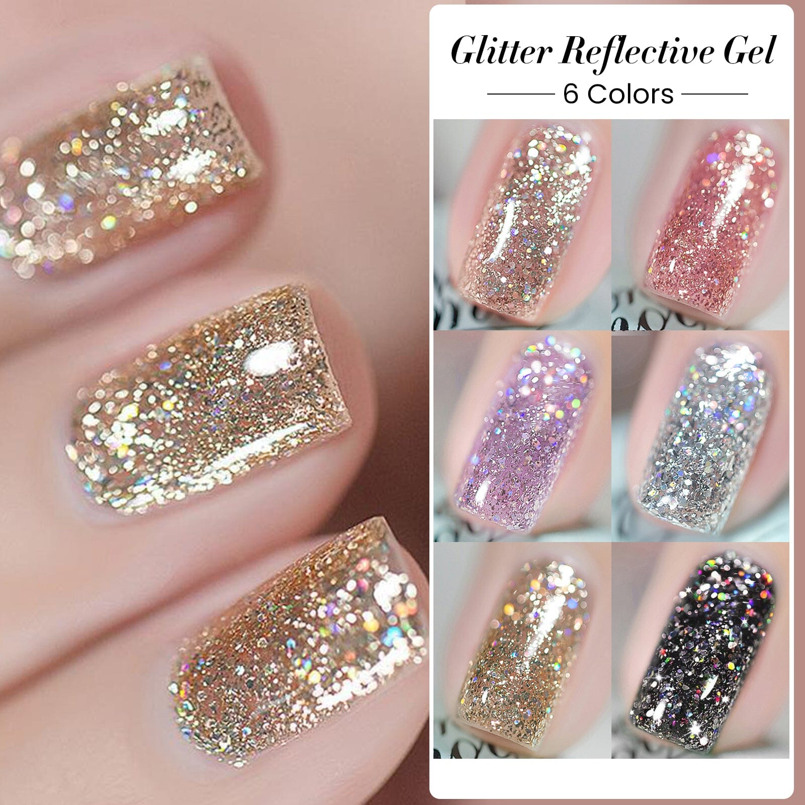 6 Colors Glitter Reflective Gel T07 Dream Star 7ml Gel Nail Polish BORN PRETTY 