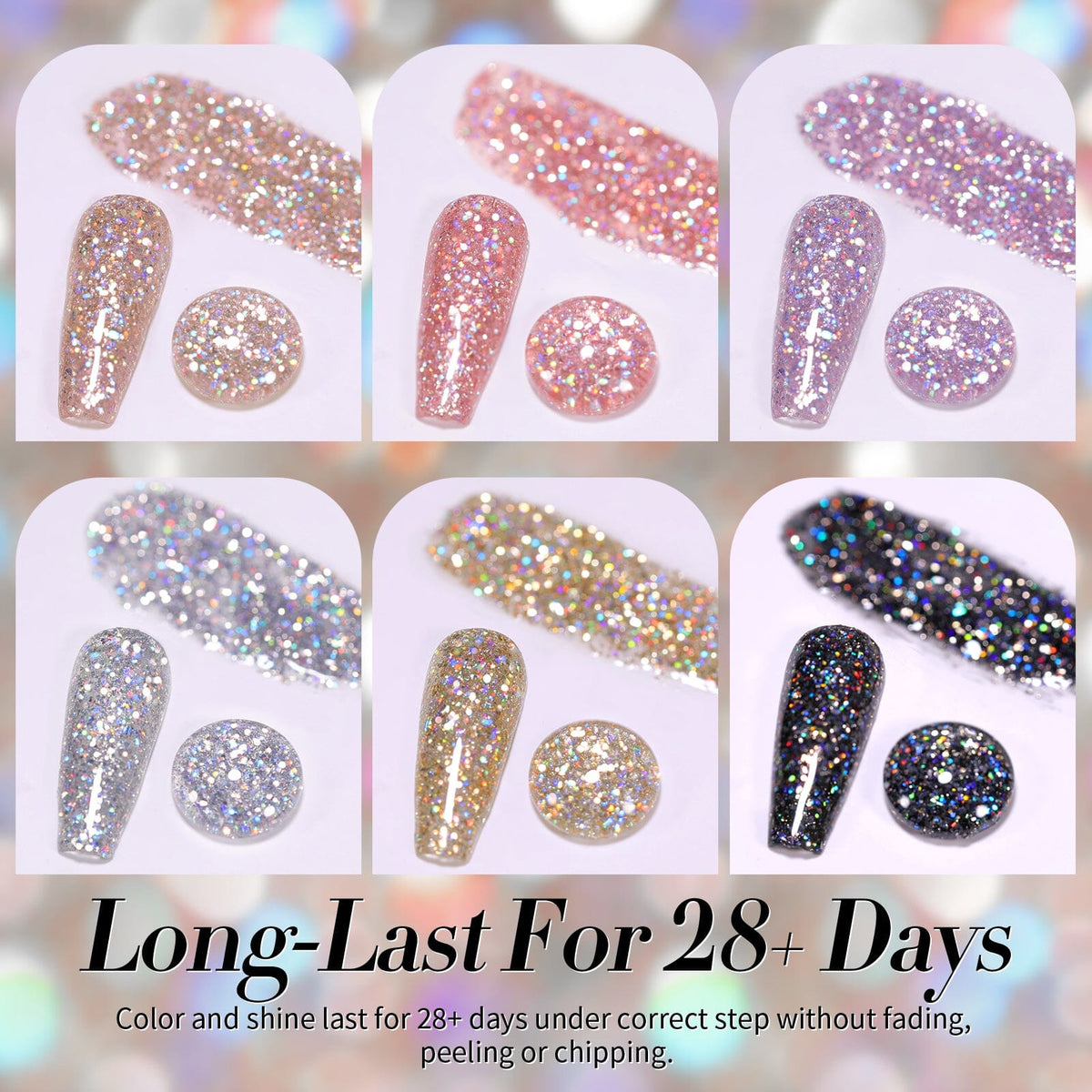 6 Colors Glitter Reflective Gel T07 Dream Star 7ml Gel Nail Polish BORN PRETTY 