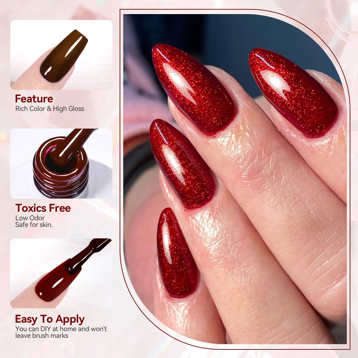 6 Colors Berry Wine Series Gel Polish Set 7ml Gel Nail Polish BORN PRETTY 