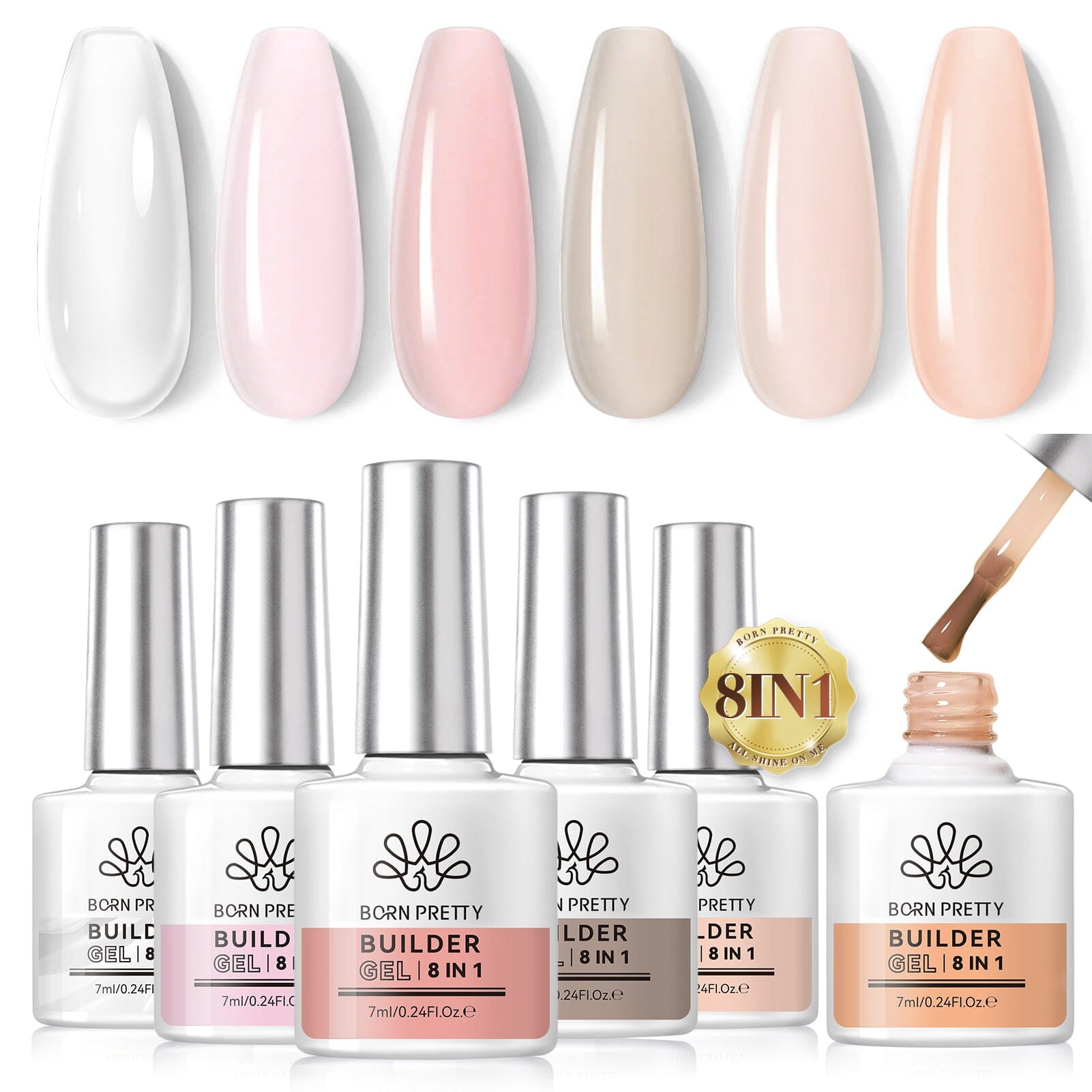 6 Colors 8 in 1 Builder Gel Polish Set 7ml Gel Nail Polish BORN PRETTY 